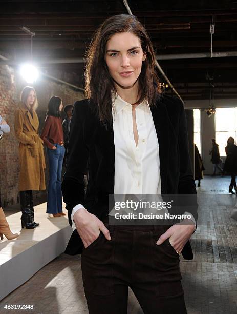 Model Hilary Rhoda attends FRAME Denim Presentation Mercedes-Benz Fashion Week Fall 2015 on February 11, 2015 in New York City.