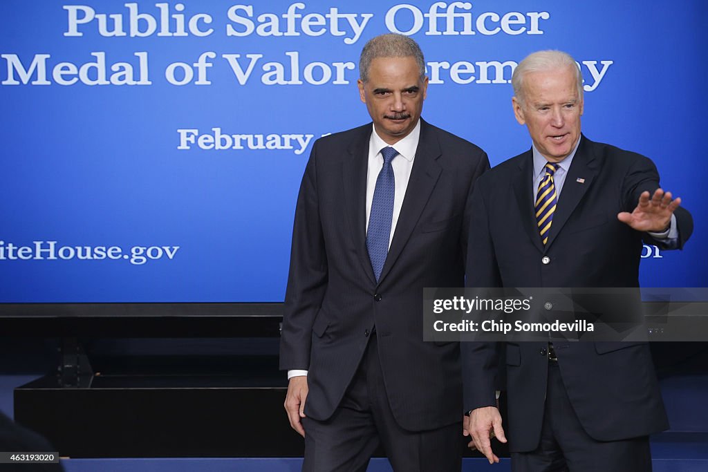 VP Biden And Attorney Gen. Holder Speak At Medal Of Valor Ceremony