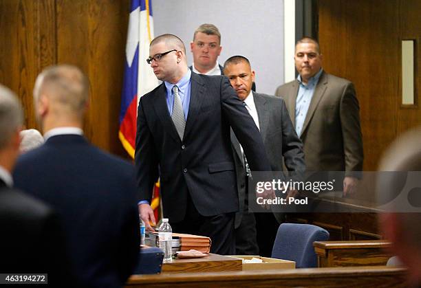 Former Marine Cpl. Eddie Ray Routh appears in court on the opening day of his capital murder trial at the Erath County Donald R. Jones Justice Center...