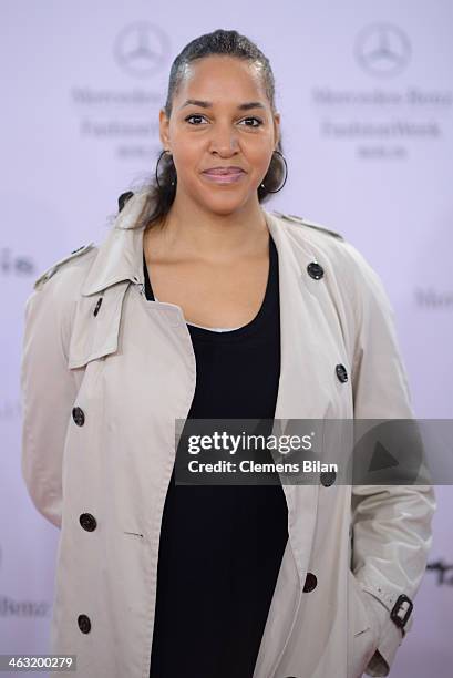 Cassandra Steen attends the Umasan show during Mercedes-Benz Fashion Week Autumn/Winter 2014/15 at Brandenburg Gate on January 17, 2014 in Berlin,...