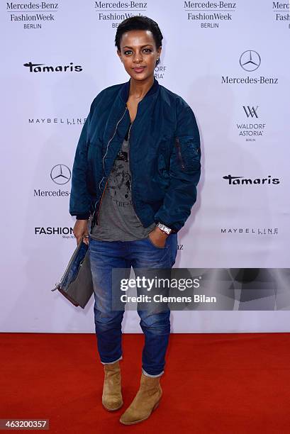 Dennenesch Zoude attends the Umasan show during Mercedes-Benz Fashion Week Autumn/Winter 2014/15 at Brandenburg Gate on January 17, 2014 in Berlin,...