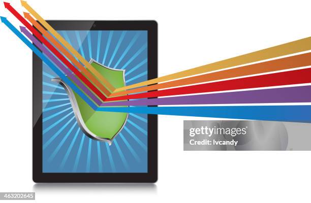 firewall protect tablet pc - interactive billboard stock illustrations