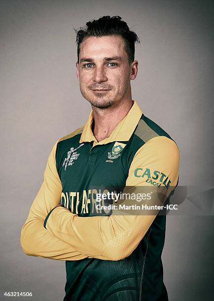 Dale Steyn poses during the South Africa 2015 ICC Cricket World Cup Headshots Session at the Rydges Latimer on February 7, 2015 in Christchurch, New...