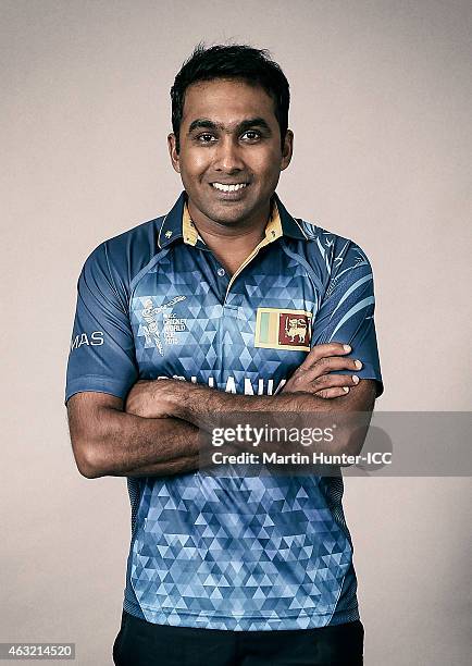 Mahela Jayawardena poses during the Sri Lanka 2015 ICC Cricket World Cup Headshots Session at the Rydges Latimer on February 8, 2015 in Christchurch,...