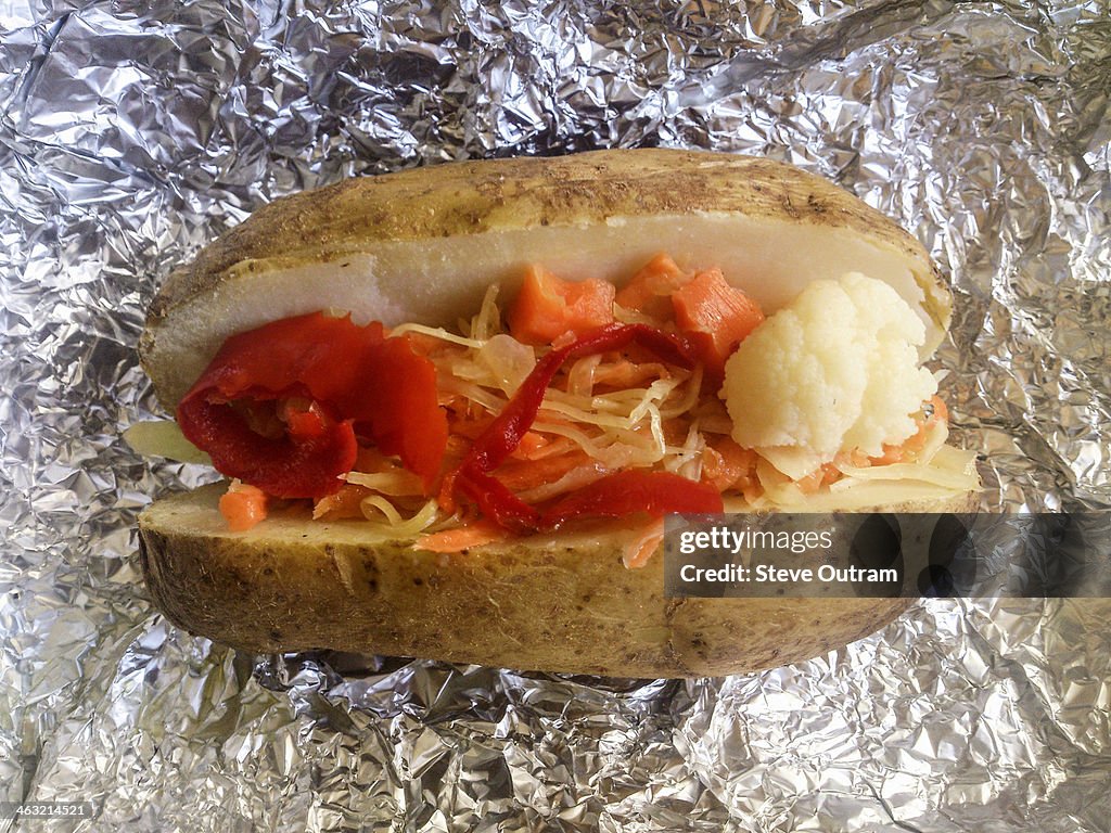 Baked potato with mixed vegetables