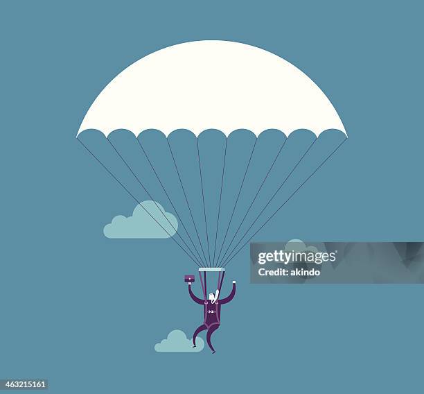stockillustraties, clipart, cartoons en iconen met parachuting - parachute
