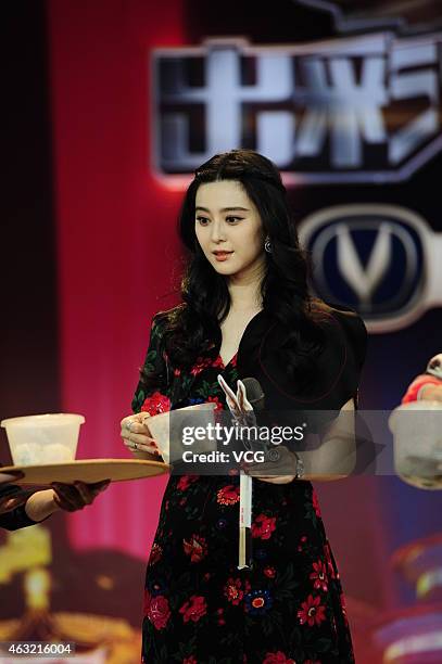 Actress Fan Bingbing attends a press conference for the TV show "Brilliant Chinese" on China's Preliminary Eve on February 11, 2015 in Shanghai,...