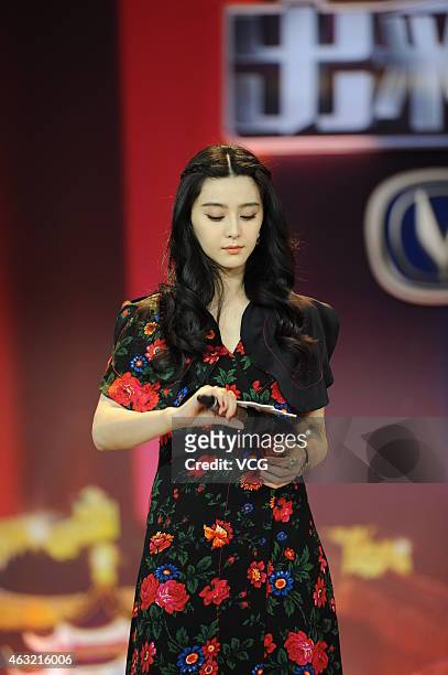 Actress Fan Bingbing attends a press conference for the TV show "Brilliant Chinese" on China's Preliminary Eve on February 11, 2015 in Shanghai,...
