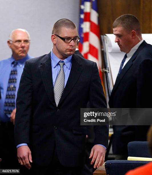 Former Marine Cpl. Eddie Ray Routh walks to his seat during the capital murder trial of former Marine Cpl. Eddie Ray Routh at the Erath County Donald...