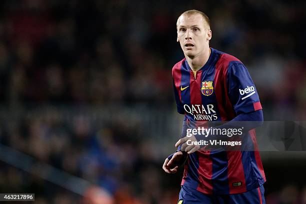 Jeremy Mathieu of FC Barcelona during the Copa del Rey match between FC Barcelona and Villarreal at Camp Nou on february 11, 2015 in Barcelona, Spain