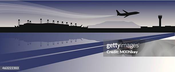 flughafen die skyline - airport stock-grafiken, -clipart, -cartoons und -symbole