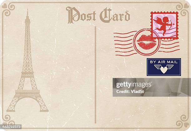 liebe-buchstaben-valentinstag in paris. - luftpost stock-grafiken, -clipart, -cartoons und -symbole