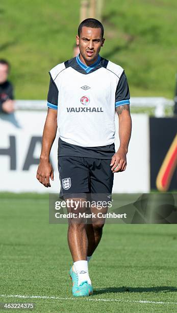 Theo Walcott during a visit by Prince William, Duke of Cambridge and Catherine, Duchess of Cambridge at the official launch of The Football...