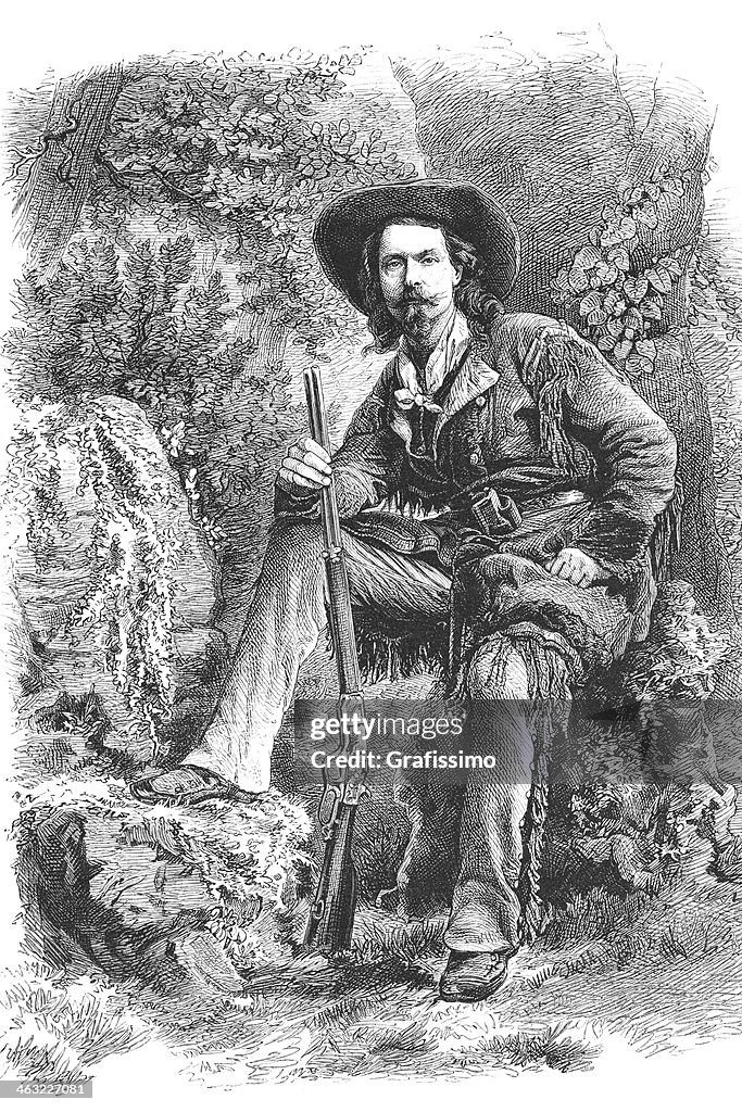 Engraving of Buffalo Bill Cody from 1877