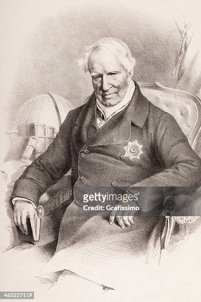 stockillustraties, clipart, cartoons en iconen met engraving of german explorer alexander von humboldt from 1850 - alexander von humboldt