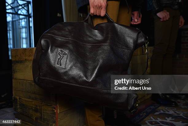 Bag detail at the Gilded Age presentation at Mercedes-Benz Fashion Week Fall 2015 on February 11, 2015 in New York City.