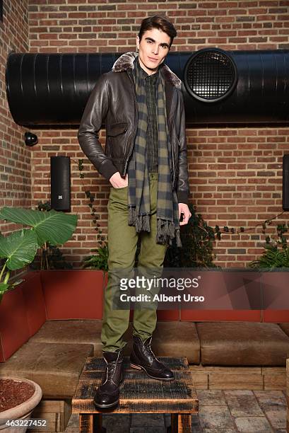 Model poses at the Gilded Age presentation at Mercedes-Benz Fashion Week Fall 2015 on February 11, 2015 in New York City.