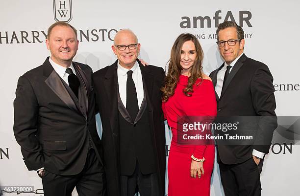 Kevin Robert Frost, Bill Roedy, Alexandra Roedy and Kenneth Cole attend the 2015 amfAR New York Gala at Cipriani Wall Street on February 11, 2015 in...