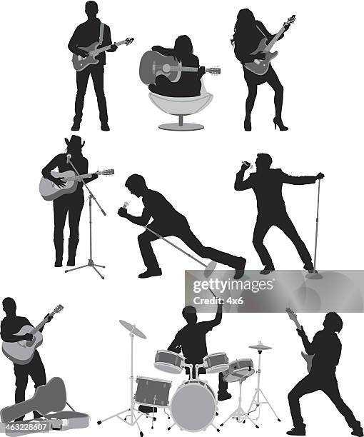 stockillustraties, clipart, cartoons en iconen met people playing music - een instrument plukken