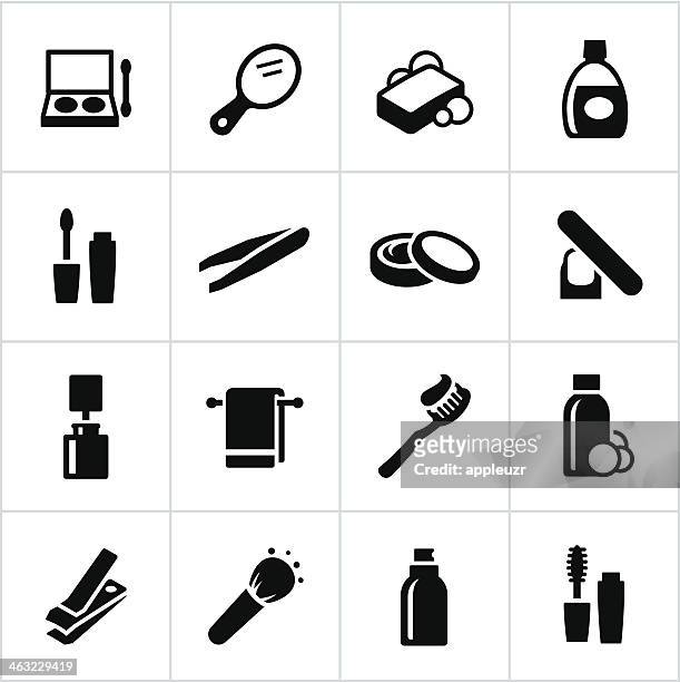 black personal care icons - bar of soap stock illustrations