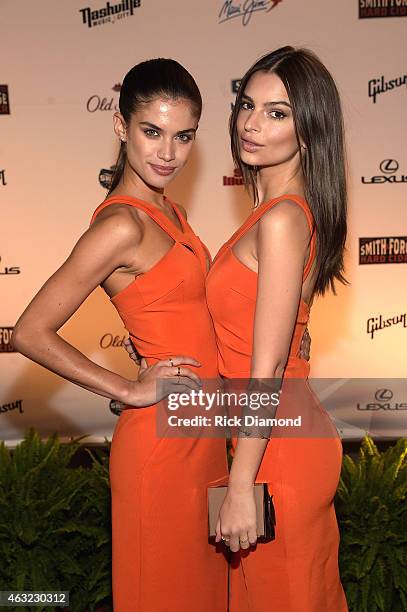 Swimsuit models Sara Sampaio and Emily Ratajkowski attend the Sports Illustrated 2015 Swimsuit Takes Over Nashville With Kings of Leon event on...