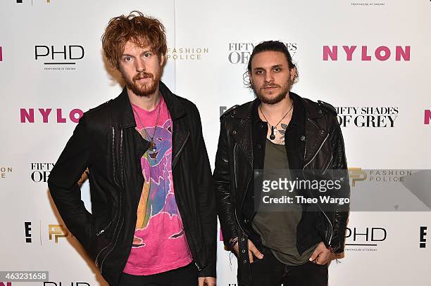 Nathaniel Hoho and Jesse Kotansky of the band Walking Shapes attend E!, "Fashion Police" and NYLON kick-off New York Fashion Week with a 50 Shades of...