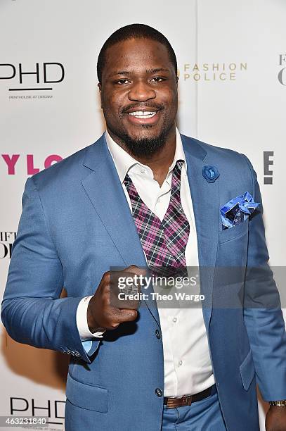 Football player Jameel McClain attends E!, "Fashion Police" and NYLON kick-off New York Fashion Week with a 50 Shades of Fashion event in celebration...