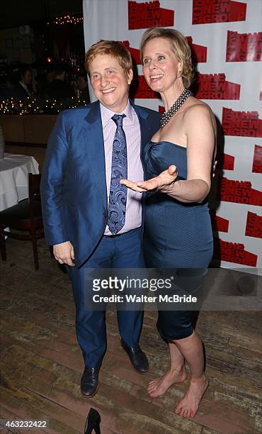 Christine Marinoni and wife Cynthia Nixon attend the Off-Broadway Opening Night After Party for 'Rasheeda Speaking' at the West Bank Cafe on February...