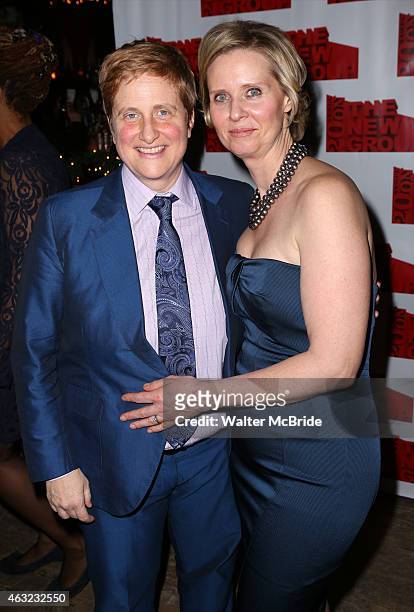 Christine Marinoni and wife Cynthia Nixon attends the Off-Broadway Opening Night After Party for 'Rasheeda Speaking' at the West Bank Cafe on...