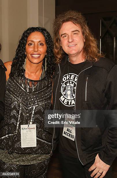 Dr. Gabrielle Francis and David Ellefson attend "The Rockstar Remedy" book release party at the Martha Washington Hotel Ballroom on February 11, 2015...