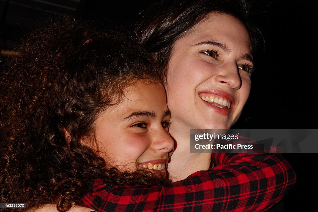 Lodovica Comello and a warm embrace with a fan...