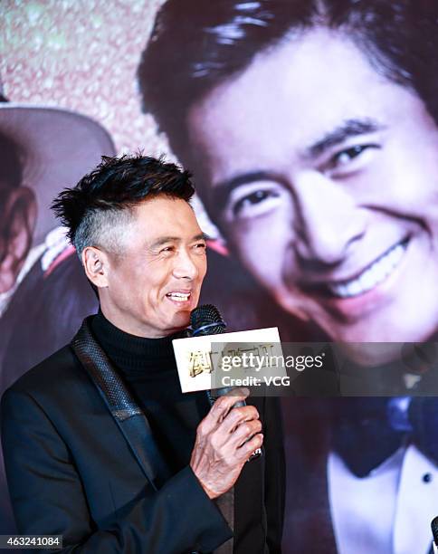 Actor Chow Yun-Fat attends press conference of movie "The Man From Macau II" on February 11, 2015 in Chengdu, Sichuan province of China.