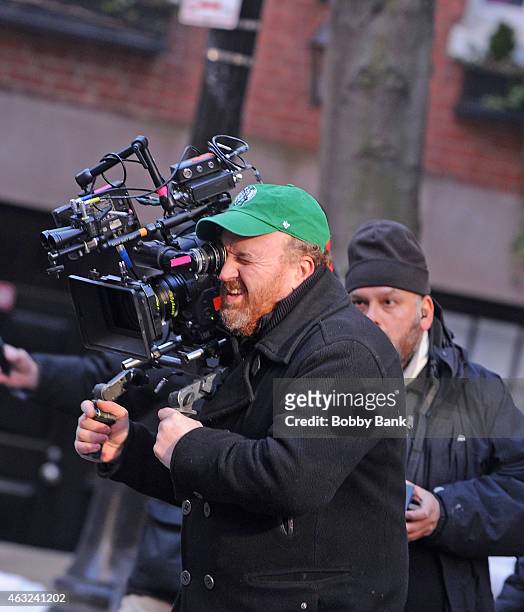 Director/comedian/actor Louis C.K. On the set of "Louie" filming on February 11, 2015 in New York City.