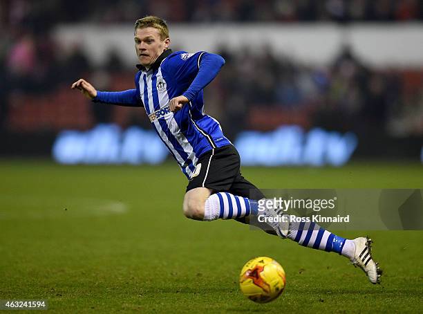 Billy McKay of Wigan during the Sky Bet Championship match between Nottingham Forest and Wigan Athletic at City Ground on February 11, 2015 in...