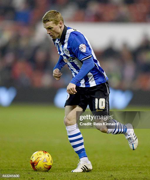 Billy McKay of Wigan during the Sky Bet Championship match between Nottingham Forest and Wigan Athletic at City Ground on February 11, 2015 in...