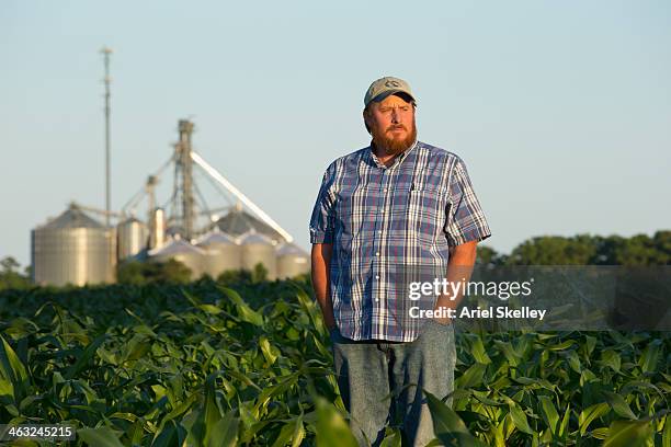 caucasian farmer standing in crop field - worried farmer stock pictures, royalty-free photos & images