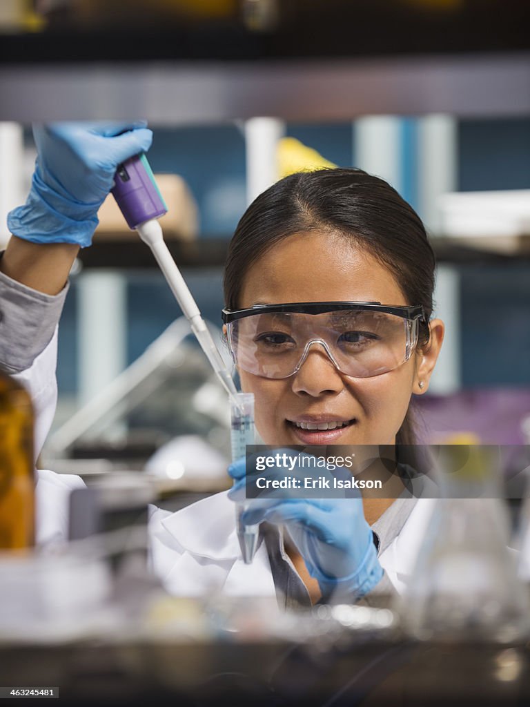 Japanese scientist working in laboratory