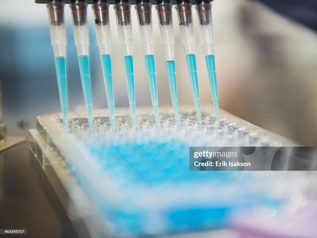 Close up of pipettes and test tubes