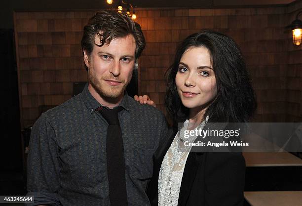 Actors Noah Segan and Grace Phipps attend the premiere of RADiUS' 'The Last Five Years' after party at Wood & Vine on February 11, 2015 in Hollywood,...