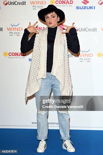 Arisa attends Sanremo 2015 Day 3 Photocall during the 65th Festival della Canzone Italiana 2015 at Teatro Ariston on February 12, 2015 in Sanremo,...