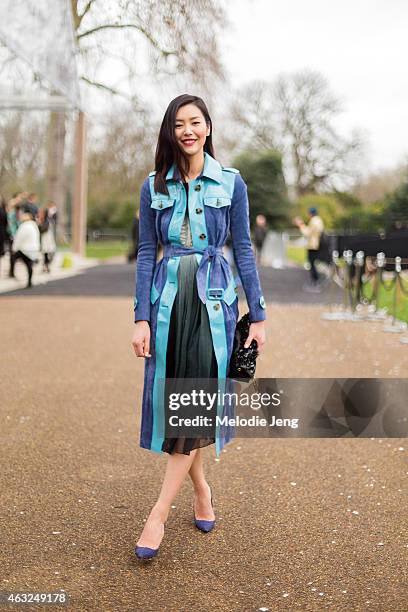 Chinese supermodel Liu Wen wears Burberry at the London Collections: Men AW15 on January 12, 2015 in London, England.