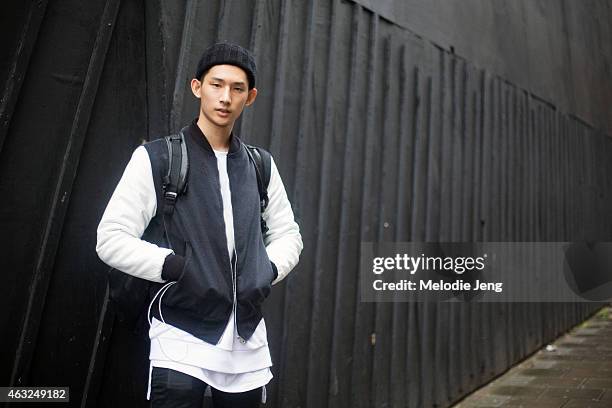 Korean model Hyeong Seop Park at the London Collections: Men AW15 on January 12, 2015 in London, England. At the London Collections: Men AW15 at on...