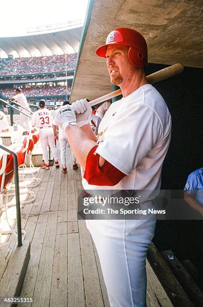 Mark McGwire of the St. Louis Cardinals during the game against the Montreal Expos on September 27, 1998 at Busch Stadium in St. Louis, Missouri....