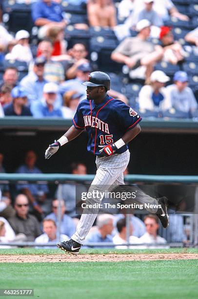 Cristian Guzman of the Minnesota Twins during the game against the Kansas City Royals on May 16, 2002 at Kauffman Stadium in Kansas City, Missouri.