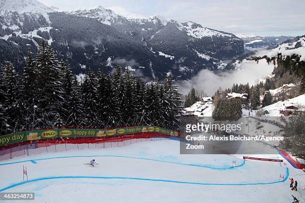 Aksel Lund Svindal of Norway competes during the Audi FIS Alpine Ski World Cup Men's Super Combined on January 17, 2014 in Wengen, Switzerland.