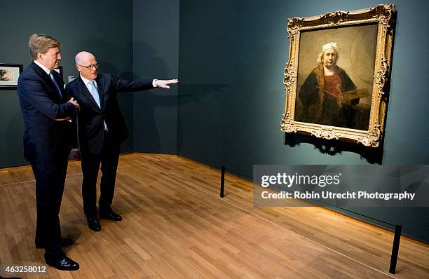 King Willem Alexander visits the Late Rembrandt Exhibition on February 12, 2015 at the Rijksmuseum in Amsterdam,