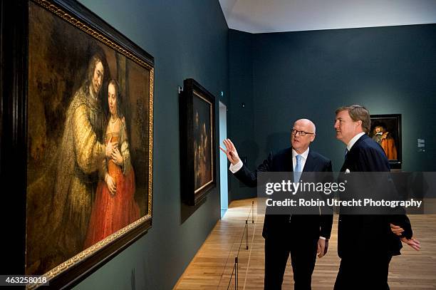 King Willem Alexander visits the Late Rembrandt Exhibition on February 12, 2015 at the Rijksmuseum in Amsterdam,