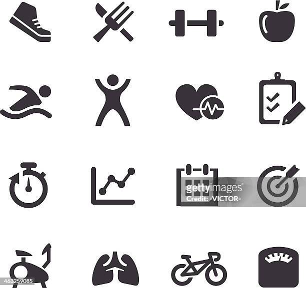 black and white well-being icons - warming up stock illustrations