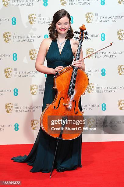 Laura van der Heijden poses in the winners room at the EE British Academy Film Awards at The Royal Opera House on February 8, 2015 in London, England.