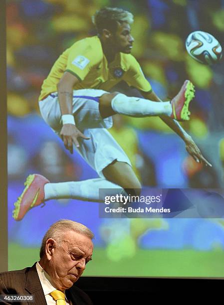 Jose Maria Marin, president of the Brazilian football confederation attends a press conference to announce the proposed host cities for football...